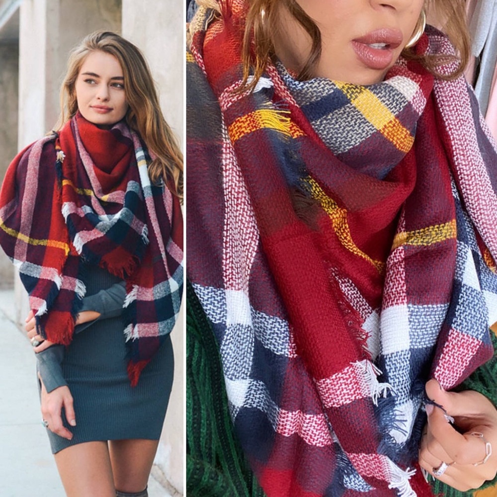 G Plaid Fall Winter Oversized Acrylic Scarf